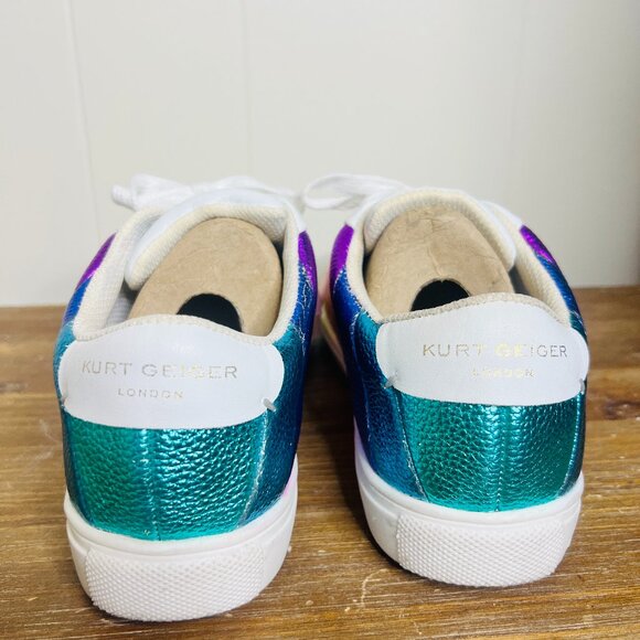 Kurt Geiger London Lane Stripe Sneakers Metallic Multi Rainbow 36 Women's 5 NEW - Picture 5 of 8